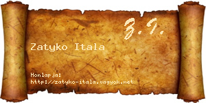 Zatyko Itala névjegykártya